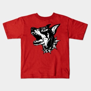 Angry Doberman Dog Black&White Kids T-Shirt